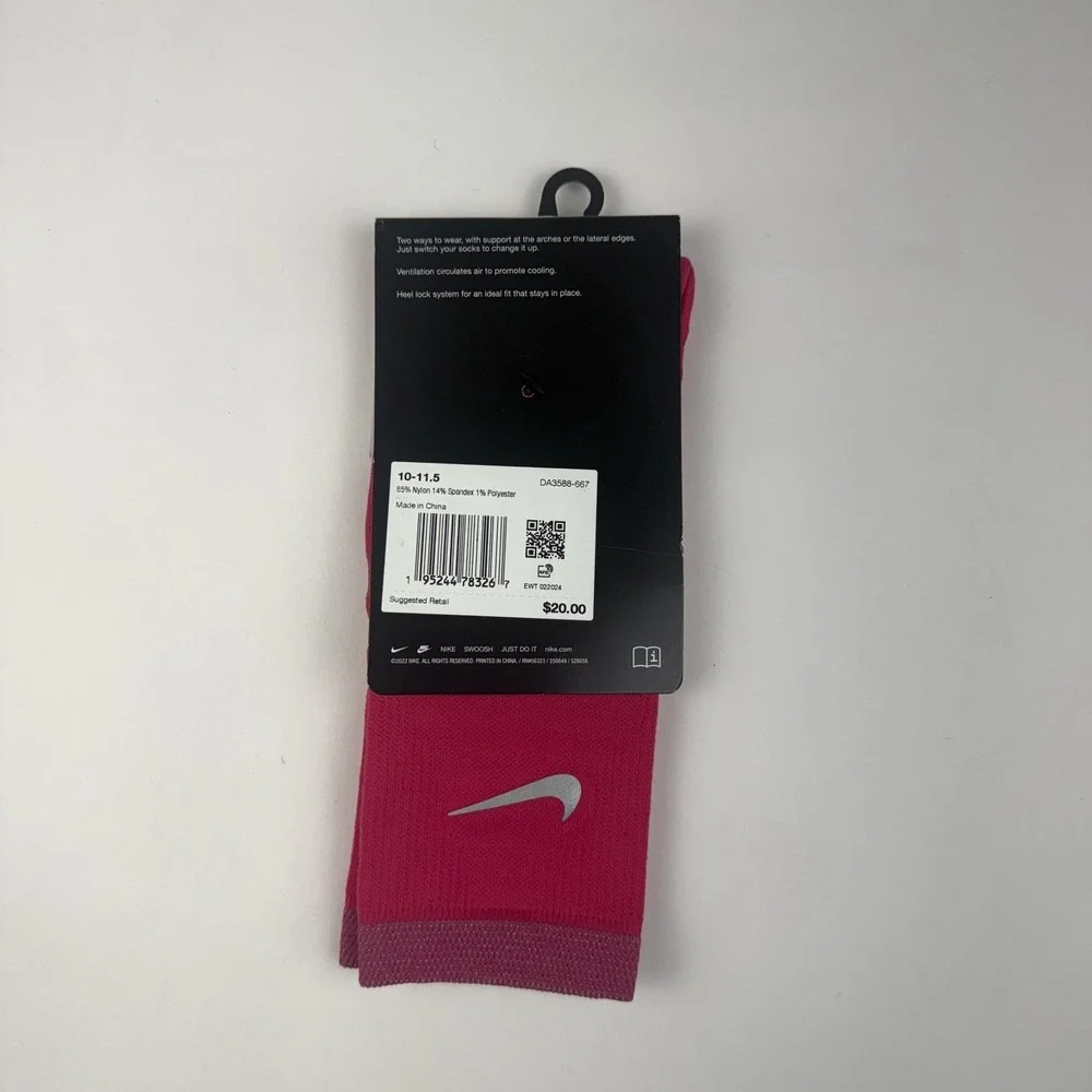 New Womens Nike Spark Lightweight Pink Running Ankle Socks Size 11.5-13